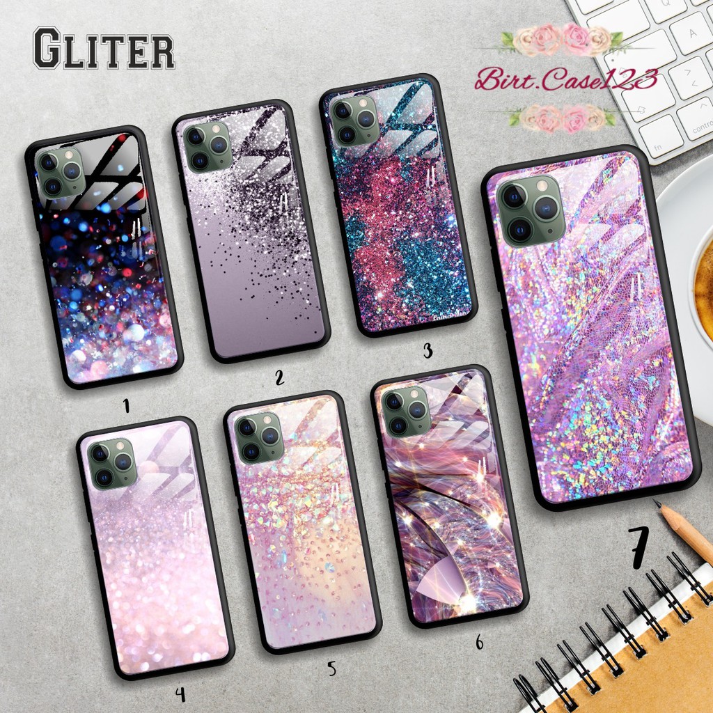 Back case glass GLITER Realme C1 C2 C3 U1 2 2 Pro 3 Pro 5 5i 5s Pro 6 Pro X Xt C11 C15 c12 7 BC1423