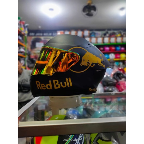 HELM KYT TT COURSE BLAK MATT PAKET GANTENG RED BULL