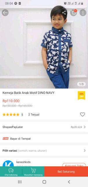 Kemeja Batik Anak Cowok / Laki Laki Keneshkids 1- 12 Tahun