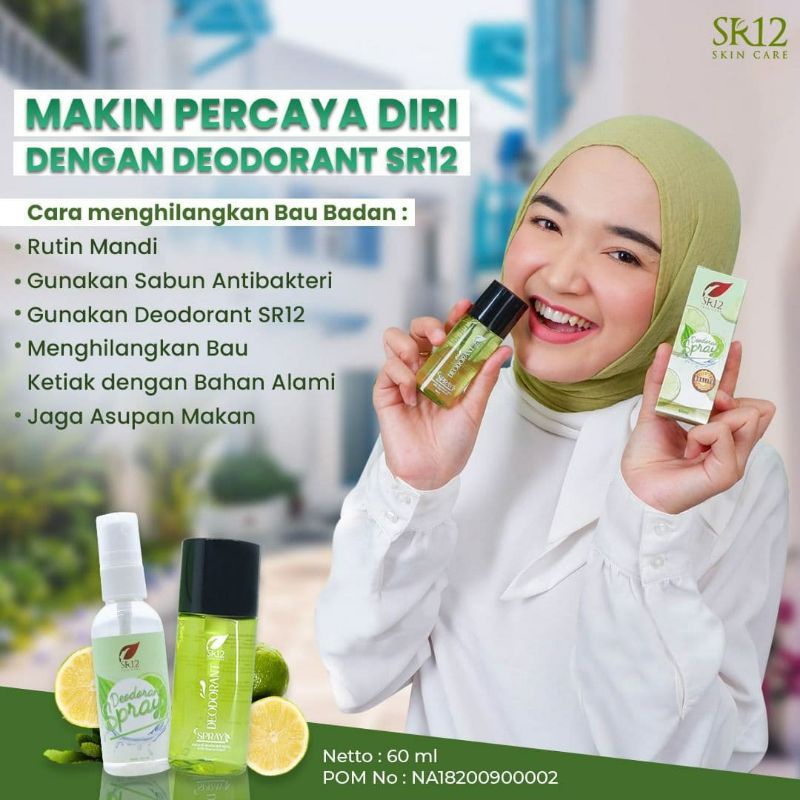 DEODORANT spray sr12 ampuh atasi bau ketiak dan mencerahkan ketiak tidak berbekas di baju bpom