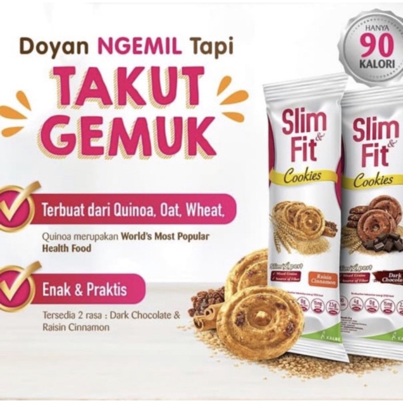 Slimfit Slim &amp; Fit Diet Cookies (10x22gr) | Biskuit Snack Diet Sehat Rendah Kalori