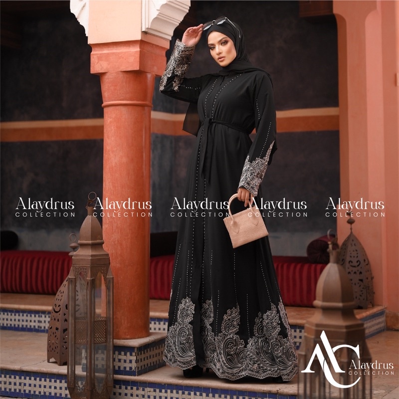 New Gamis Abaya Arab Hitam Ashanty Bahan Jet Black Saudi Kwalitas Boutique 576