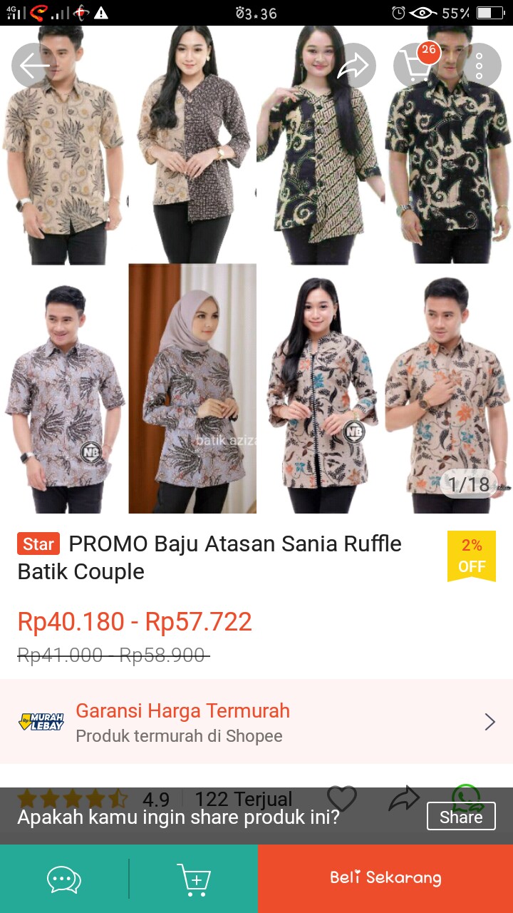 Promo Baju Atasan Sania Ruffle Batik Couple