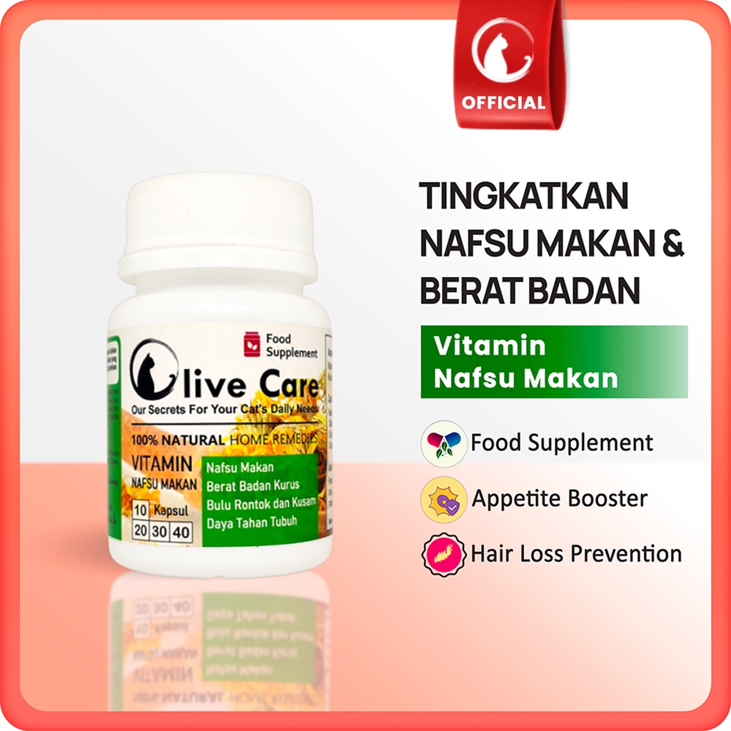 olive care vitamin kucing nafsu makan untuk nafsu makan  gemukin badan  bulu rontok  daya tahan tubu