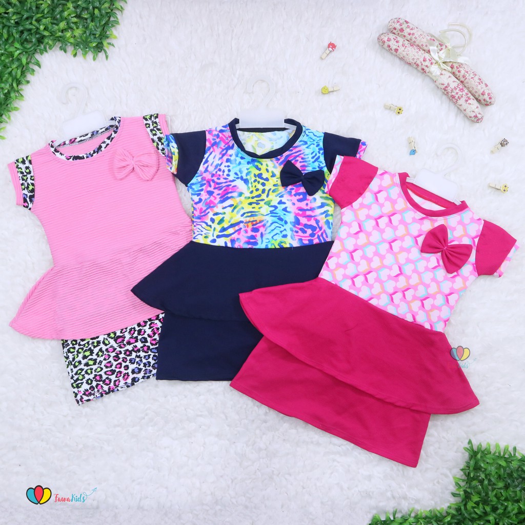 Dress Viona Lengan 1-4 Tahun / Dres Anak Perempuan Motif Lengan Pendek Baju Fashion Kids Pesta Adem