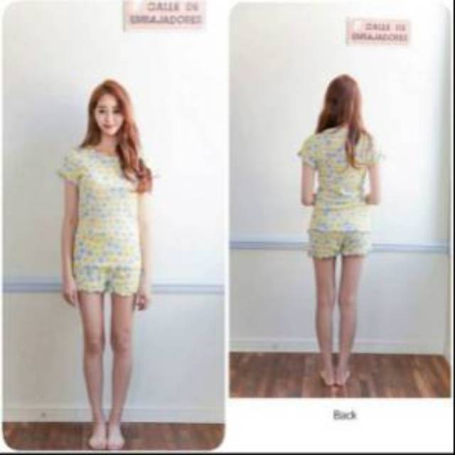 Setelan hotpant flower import cute