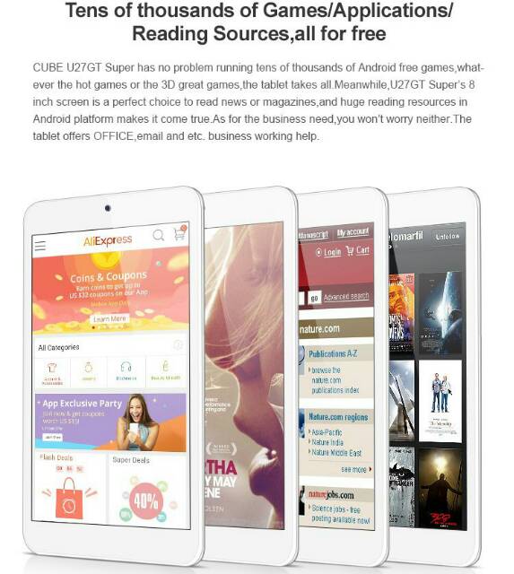 Cube U33GT/U27GT Super Tablet PC Android 1GB 8GB 8 Inc BETC06WH