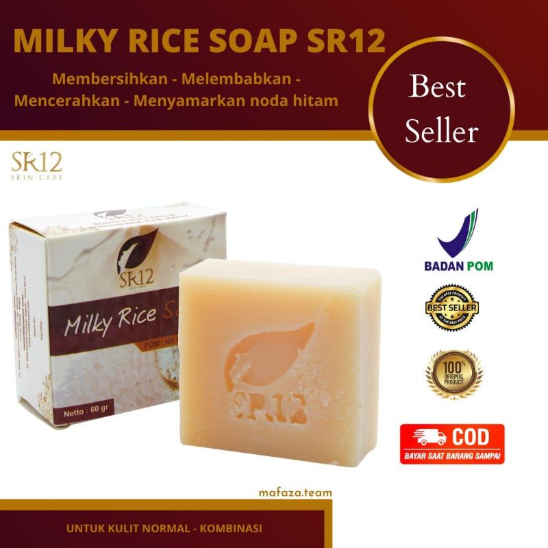 MILKY RICE SOAP SR12 - SABUN MUKA PENCERAH WAJAH KULIT KOMBINASI