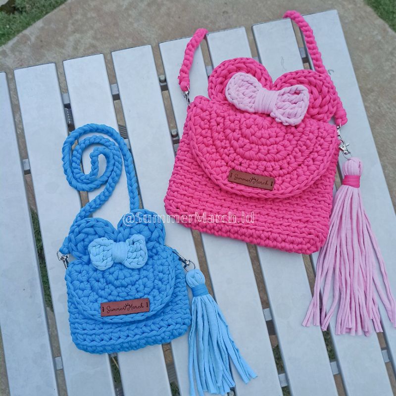 Minnie Square Bag Tas Rajut Handmade Minnie Mouse Sling Bag