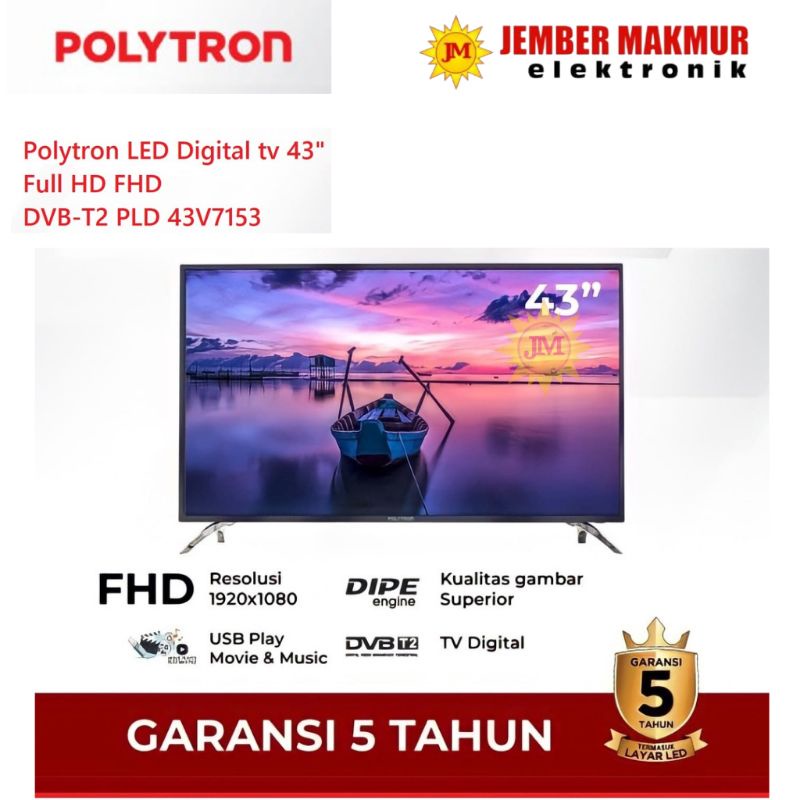 POLYTRON LED TV DIGITAL 43&quot; PLD 43V7153