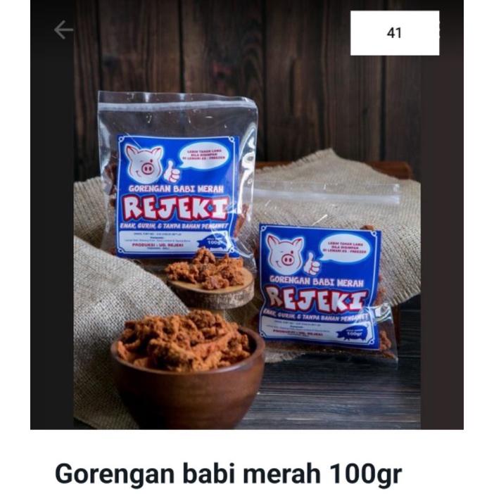 

Gorengan babi merah rejeki 100gr