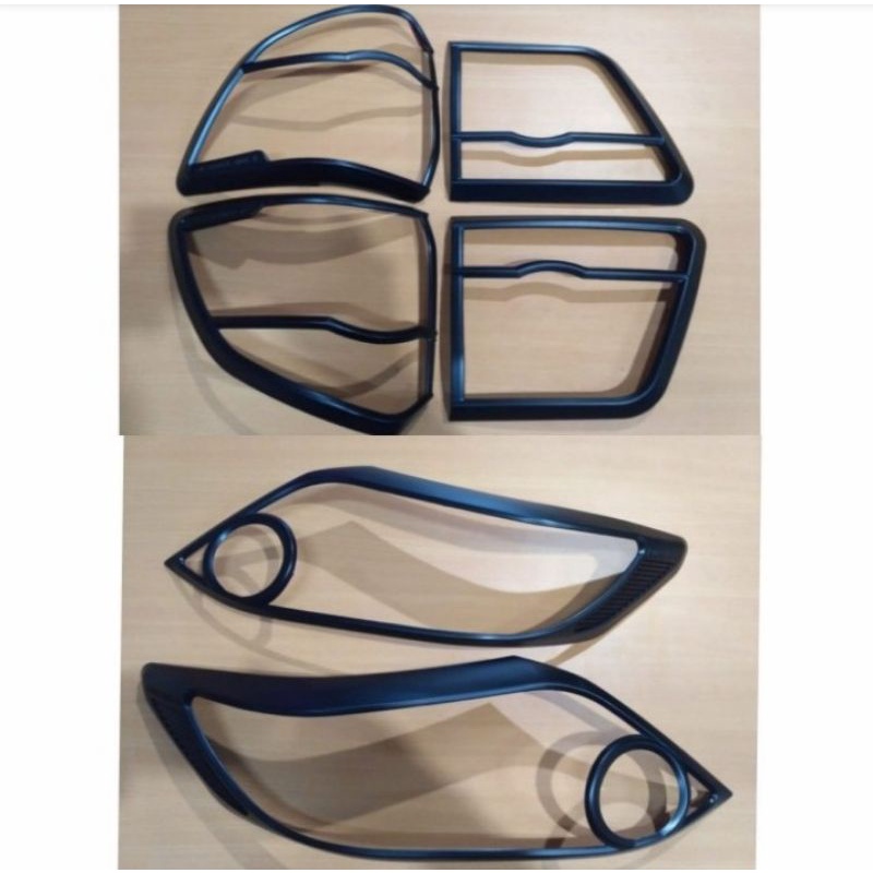 Paket garnish lampu depan, belakang Fortuner Hitam doff 2014