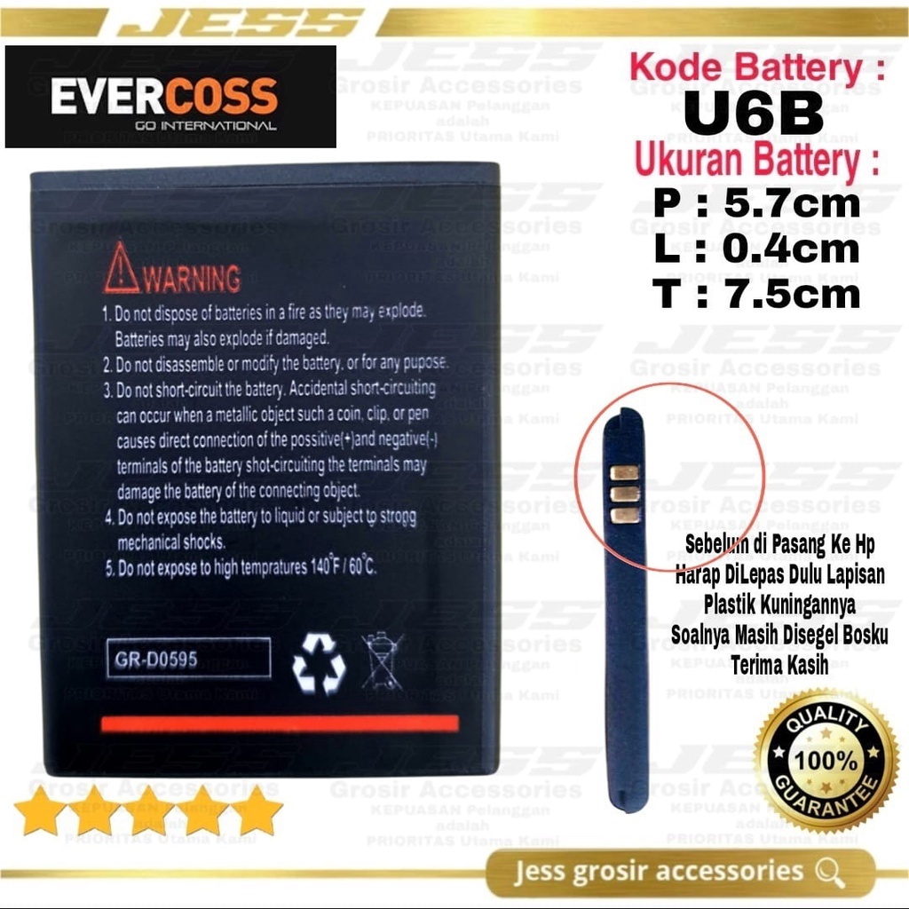 Baterai Original Evercoss U6B 4G lte Battery Double Power Evercoss U6B