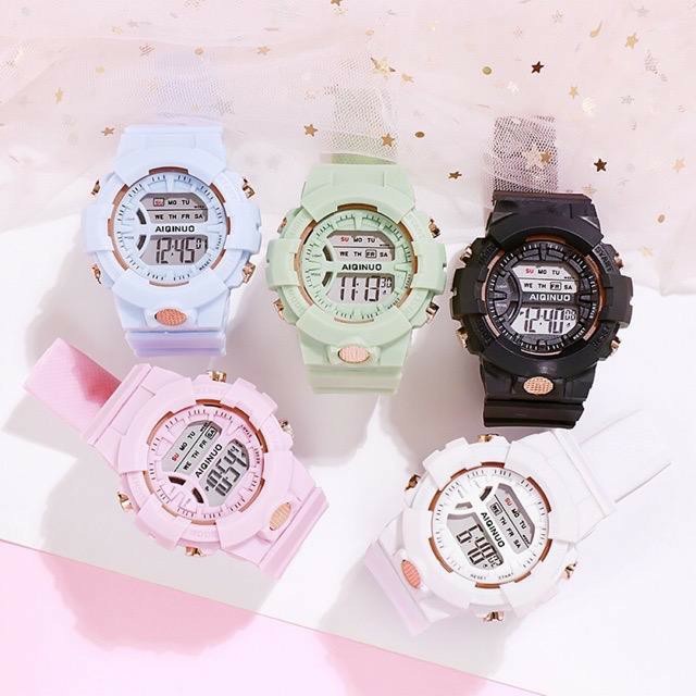 JAM TANGAN COUPLE PRIA WANITA DIGITAL UNTUK KADO RUBBER SPORT LED / JAM CEWEK COWOK MURAH