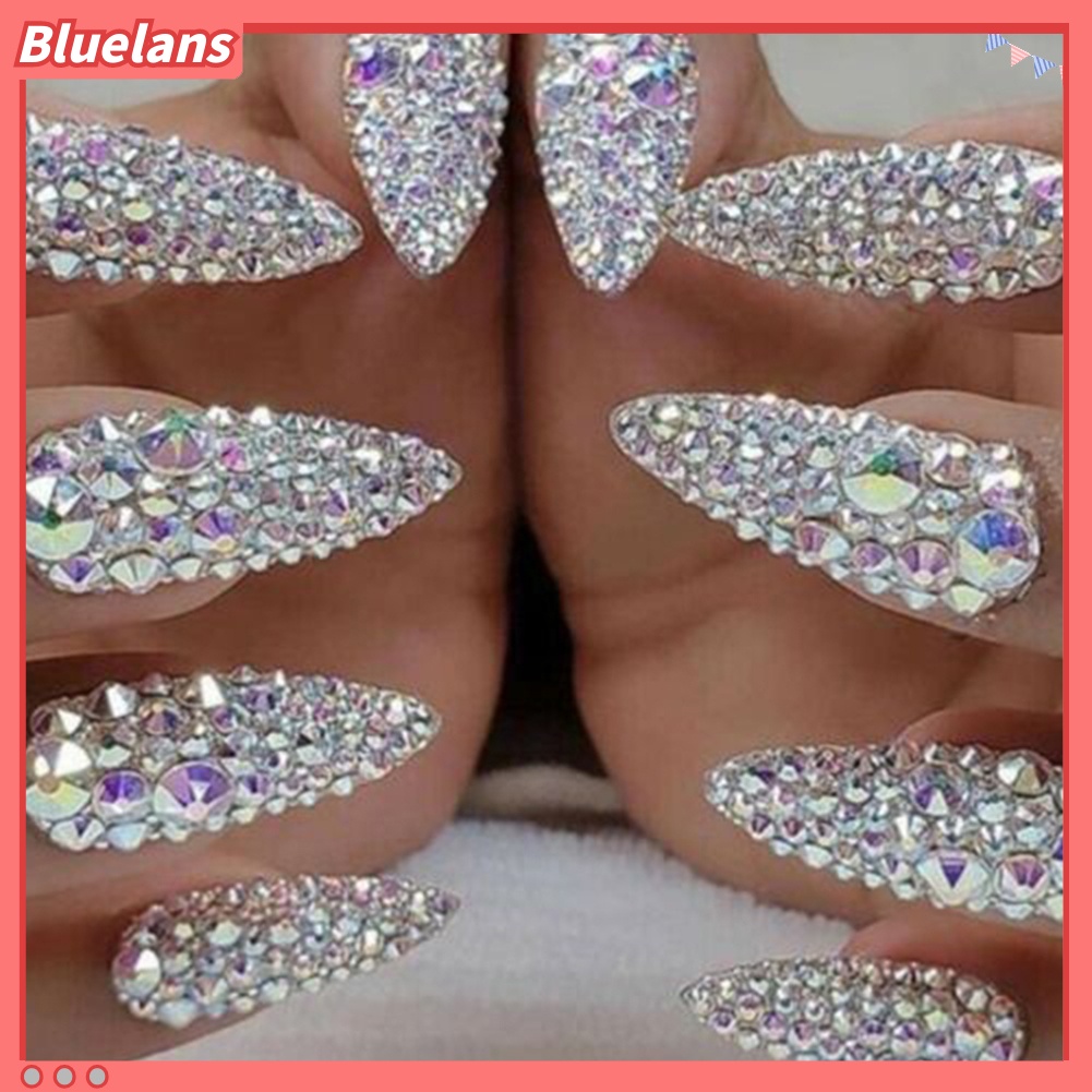 Bluelans 12 Grids Glitter Berlian Imitasi Transparan Campuran Untuk Dekorasi Manicure