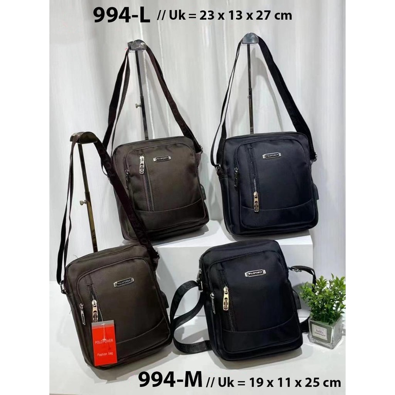 Polo Power 994 - Tas Selempang Pria Sling bag Polo Original Import Tas Slempang Trendy Dual USB Portable Waterproof