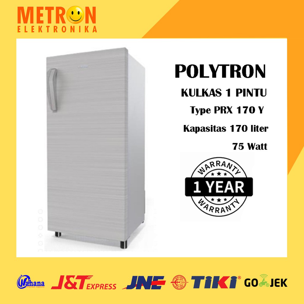 POLYTRON PRX 170 Y GREY METAL KULKAS 1 PINTU 170 LT LITER PRX170