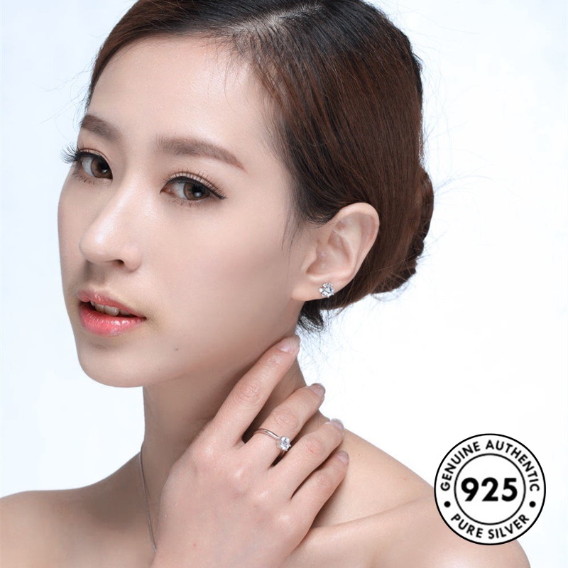 Anting Tusuk Sterling Silver 925 Desain Snowflake Hias Berlian Imitasi Simple Elegan Untuk Wanita