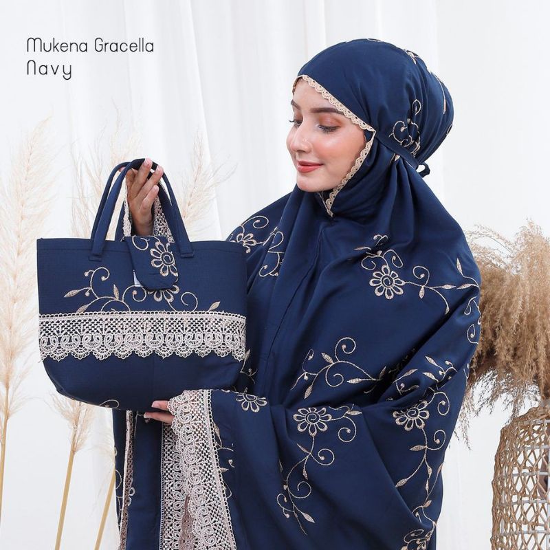 Mukena dewasa gracella bordir jumbo  original Bunga teratai mewah premium