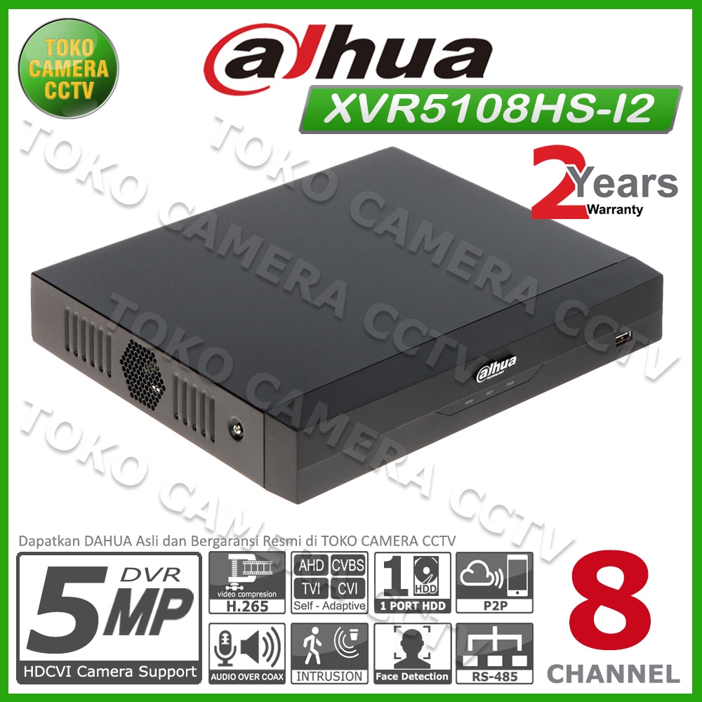 DVR DAHUA 8 CHANNEL DH-XVR5108HS-I2 5MP XVR5108HS I2 DVR 8CH DAHUA 5MP