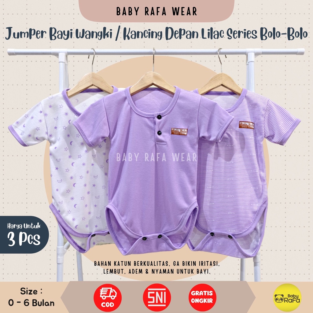 Serian Lilac - 3 pcs Jumper Bayi LILAC SERIES 0 sd 6 Bulan merk SNI Bolo - Bolo / Baju Bayi JUMPER Serian Lilac