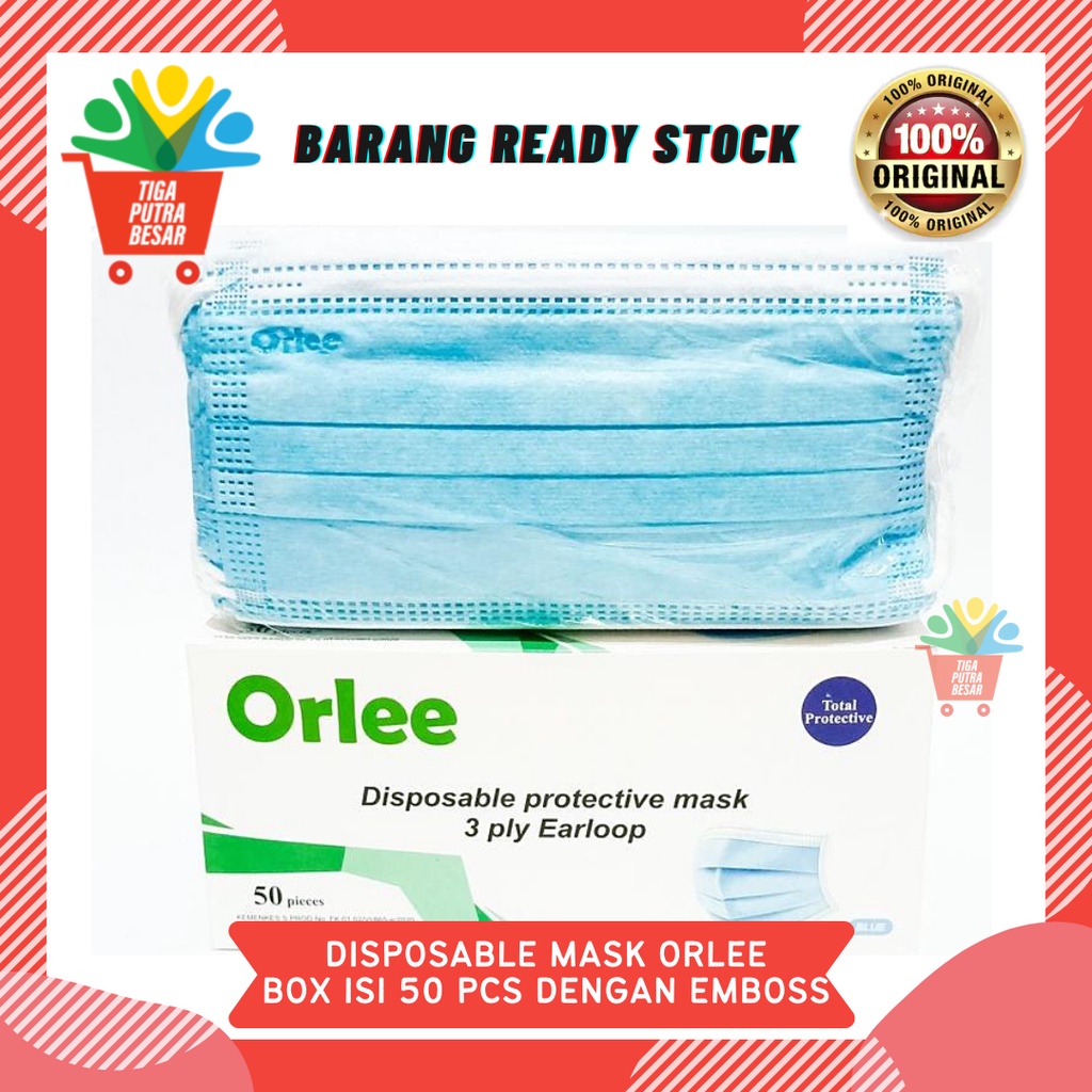 MASKER 3 PLY EARLOOP ORLEE / DISPOSABLE FACE MASK / 3 PLY ISI 50 HIGHQUALITY PREMIUM!