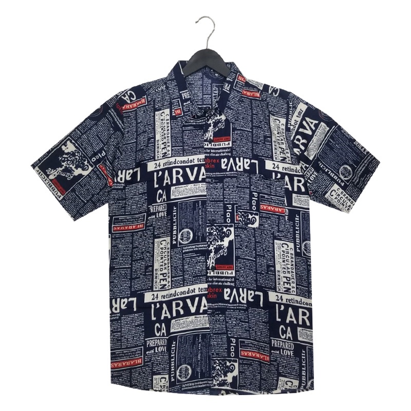 FORTGLASS HAWAI LARVA KEMEJA PRIA BAJU PANTAI COWO BALI REGGAE COWO PENDEK SANTAI RAYON HALUS
