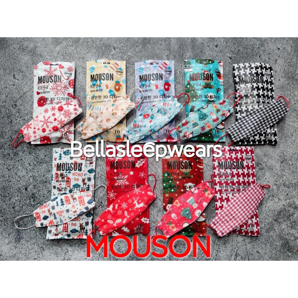 CHRISTMAS KF94 MOUSON EMBOS - MASKER KF94 4PLY MOUSON EDISI NATAL