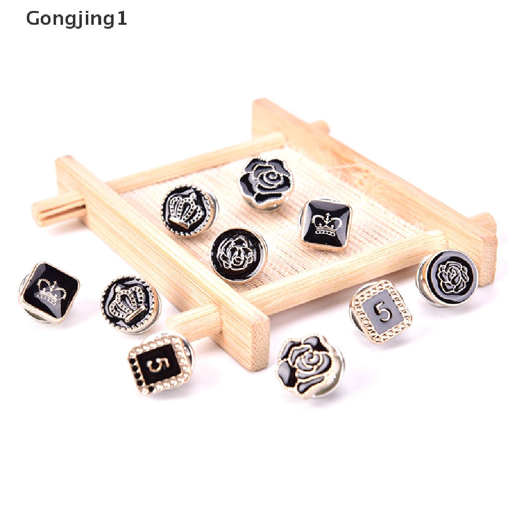 Gongjing1 10Pcs / Set Bros Pin Bunga Mini Hias Mutiara Kristal Aksesoris Kerah Kemeja Wanita