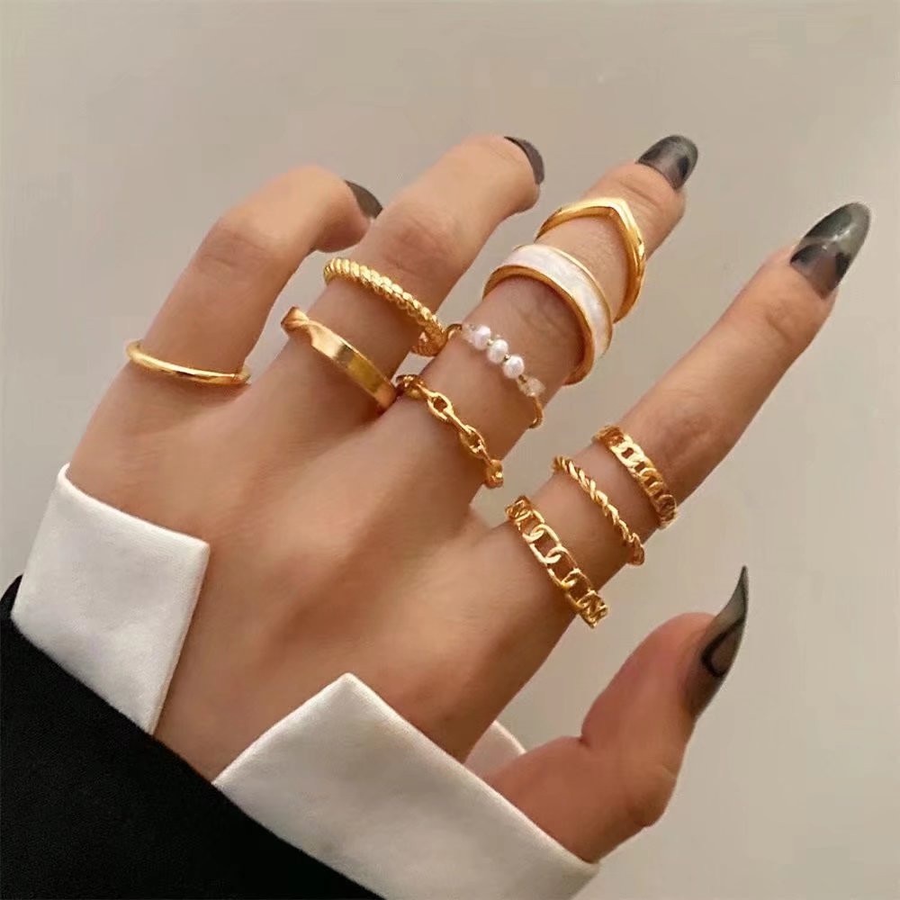 6 Pcs/10 Pcs/15 Pcs woman fashion boho retro Vintage Mutiara Bunga Jari Telunjuk rings set Perhiasan