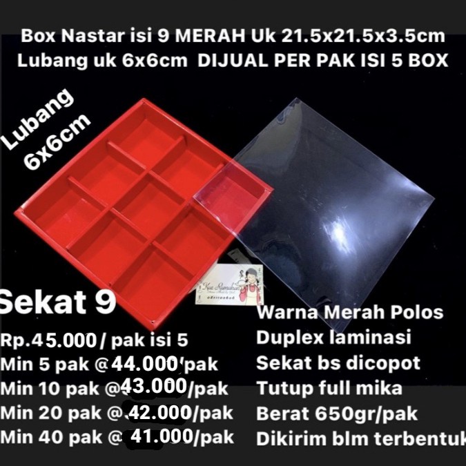 

✨ BISA COD ✨ Box Nastar isi 9 MERAH⁣⁣ Lubang uk 6x6cm PER PAK ISI 5 BOX