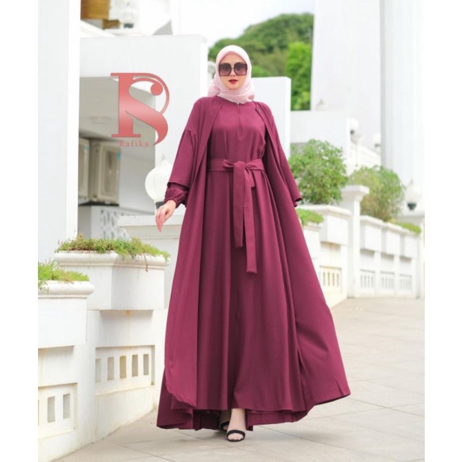 QISYA/QISHA DRESS RAYA SERIES BURGUNDY BY RAFIKA