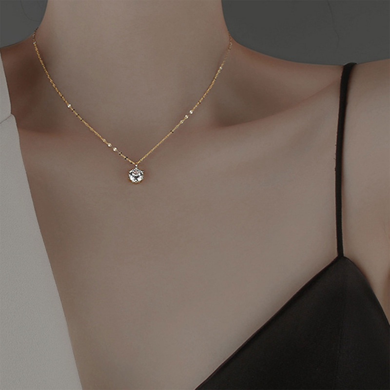 Fancyqube Kalung Rantai Dengan Liontin Berlian Tunggal Untuk Wanita
