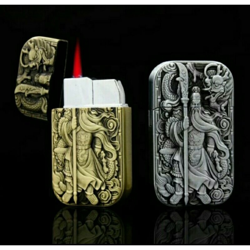 cod Korek Api Dewa perang HG568 Brass gold silver Lighter 3D ukir embosh