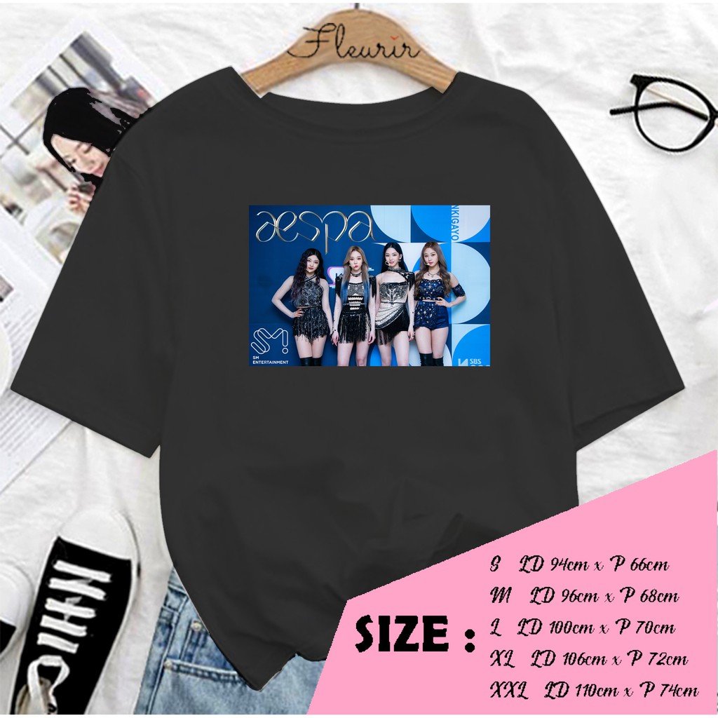 FLEURIR - KAOS AESPA GIRLBAND KOREA KPOP OVERSIZE KATUN KAOS WANITA DEWASA TUMBLR TEE UNISEX JUMBO