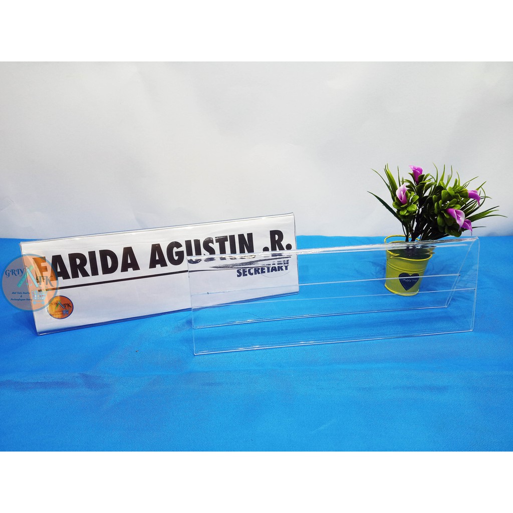 

TENT CARD ACRYLIC PAPAN NAMA NAME PLATE TENT HOLDER AKRILIK 10 CM X 30 CM 2 SISI