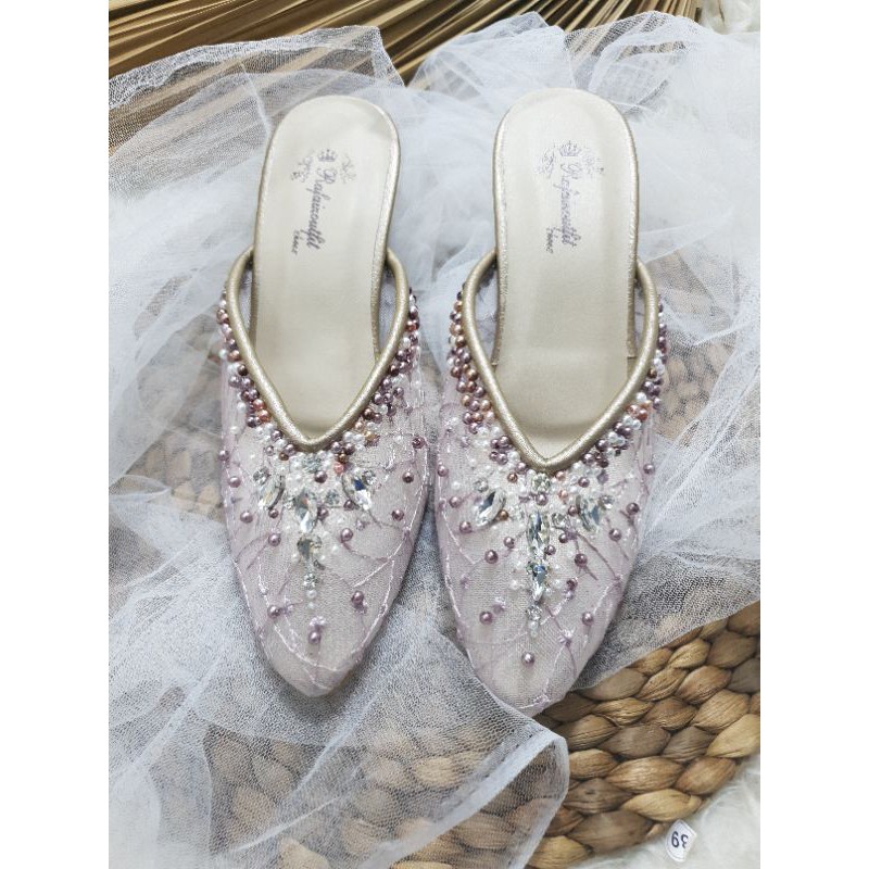 sepatu wedding yohana purple gold sepatu wanita cantik 7cm tahu