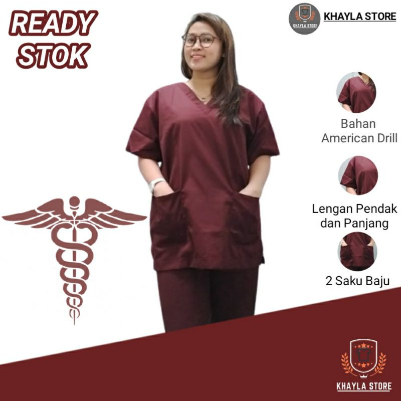 BAJU OK LENGAN PANJANG DAN LENGAN PENDEK/ BAJU SERAGAM OK BAJU JAGA DOKTER BAJU PERAWAT OK MEDISCRUB