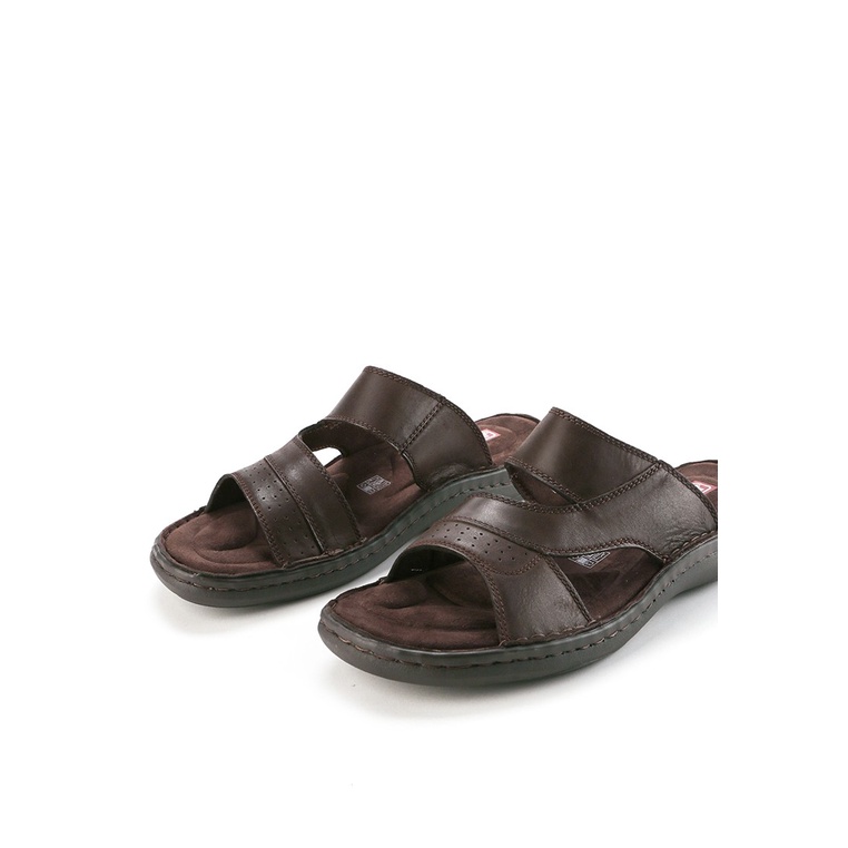 SANDAL CASUAL JIM JOKER PRIA ORIGINAL SLIDE KULIT BRANDED COKLAT JJ09