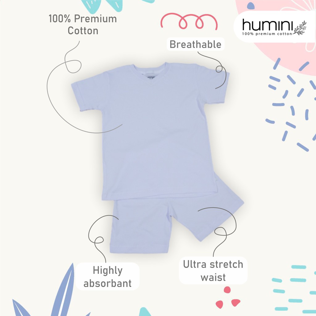 Kaos Anak V-Neck Polos Atasan Bawahan Set Warna Warni 100% Premium Cotton - GREY