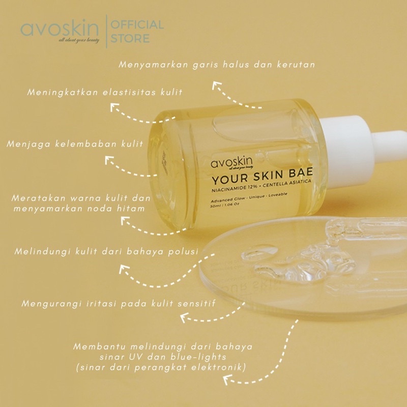 AVOSKIN Your Skin Bae SERUM Niacinamide 12% + Centella Asiatica 30ml BPOM Serum Pemutih Wajah