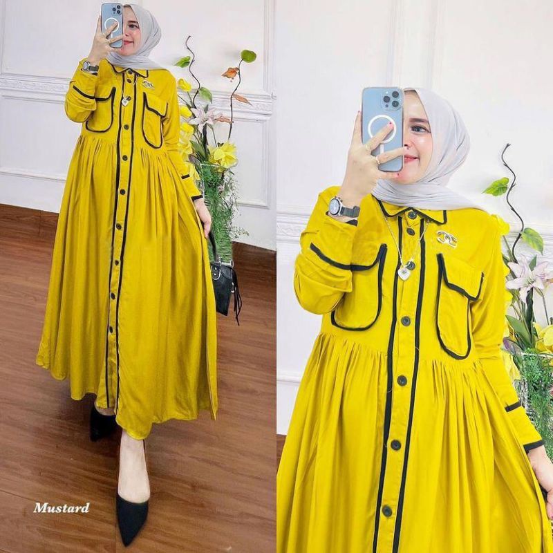 Fashion Muslim,  Fashion Wanita,  Midi Dress. Pakaian Wanita.  Midi Dress zafira