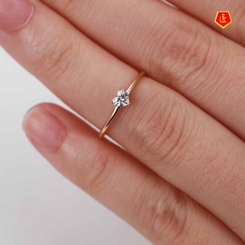 [Ready Stock]Simple Personality Heart-Shaped Diamond Ring