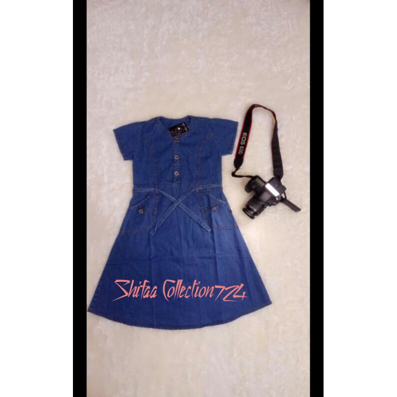 Baju Dress Jeans Anak / Dress Jeans Anak Perempuan / Baju Dress Jeans Polos size M,L,XL