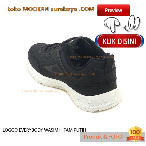 LOGGO EVERYBODY WASIM HITAM PUTIH sepatu pria sepatu sneakers