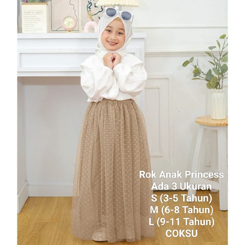 Rok Tutu Anak Perempuan Import Panjang Tille Dot Rok Princess 3-11 Tahun Matt Moscrepe Mix Tille Dot Good qualty premium