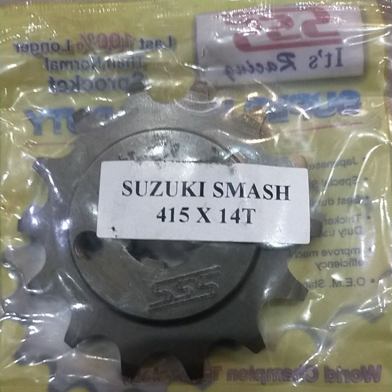 SSS GEAR GER DEPAN 415 JUPITER VIXION R15 MEGAPRO GL CB150R SUPRA SATRIA FU SMASH SHOGUN GIR FRONT SPROCKET-Sss 415x14 smash.kph