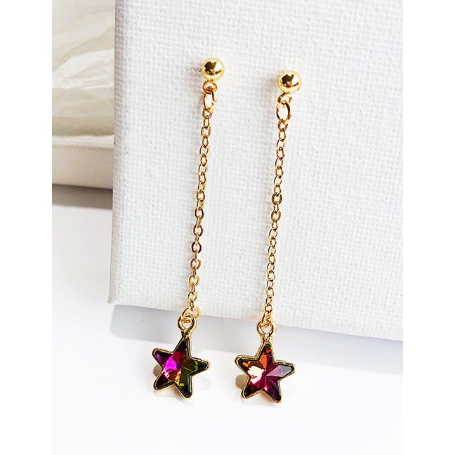 LRC Anting Tusuk Fashion Color Star Shape Decorated Long F0312X