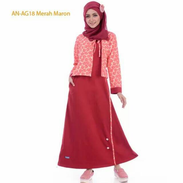 Alnita AG 18 merah/gamis alnita/gamis adem/gamis terlaris/gamis murah/gamis cantik/gamis terbaru