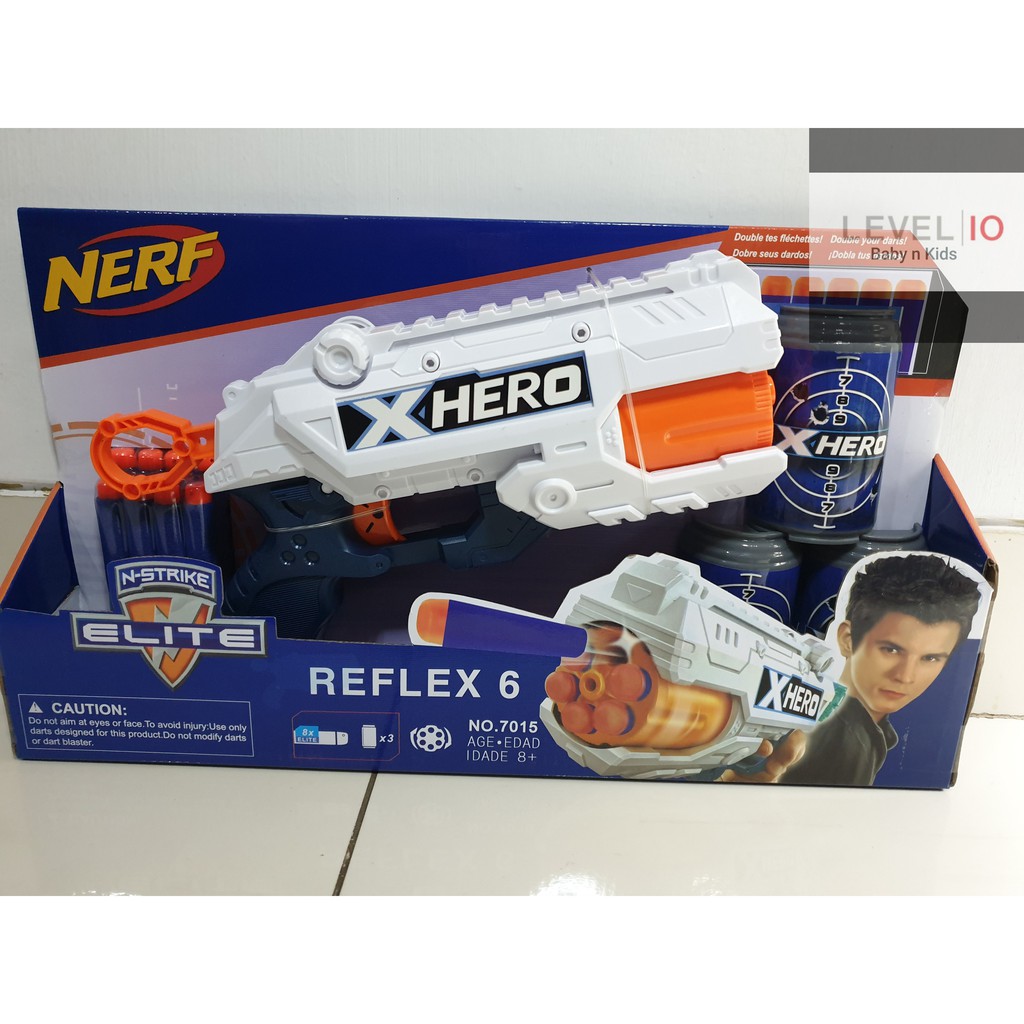 Nerf XHero Reflex 6 / Handgun Pistol Mainan Anak - Putih 7015
